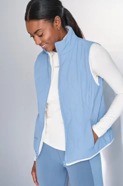 Dash and Stars Chaleco acolchado forrado azul New