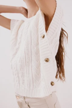 Cortefiel Chaleco botones laterales Marfil Outlet