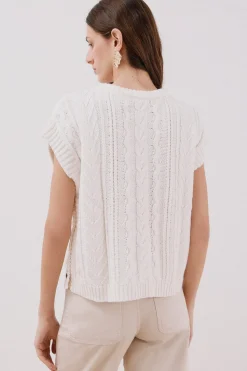 Cortefiel Chaleco botones laterales Marfil Outlet