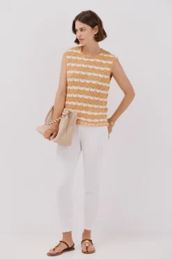 Cortefiel Chaleco calado bicolor Dorado