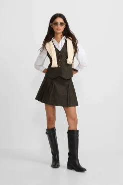 Silbon Chaleco clasico cuadros Estampado verde Hot