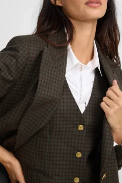 Silbon Chaleco clasico cuadros Estampado verde Hot