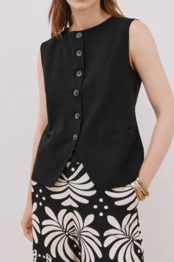 Cortefiel Chaleco cuello redondo Negro New