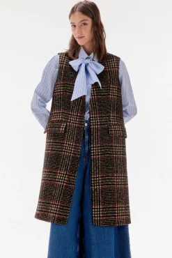 TFP by Tamara Falcó Chaleco de cuadros Marr&oacute;n Best