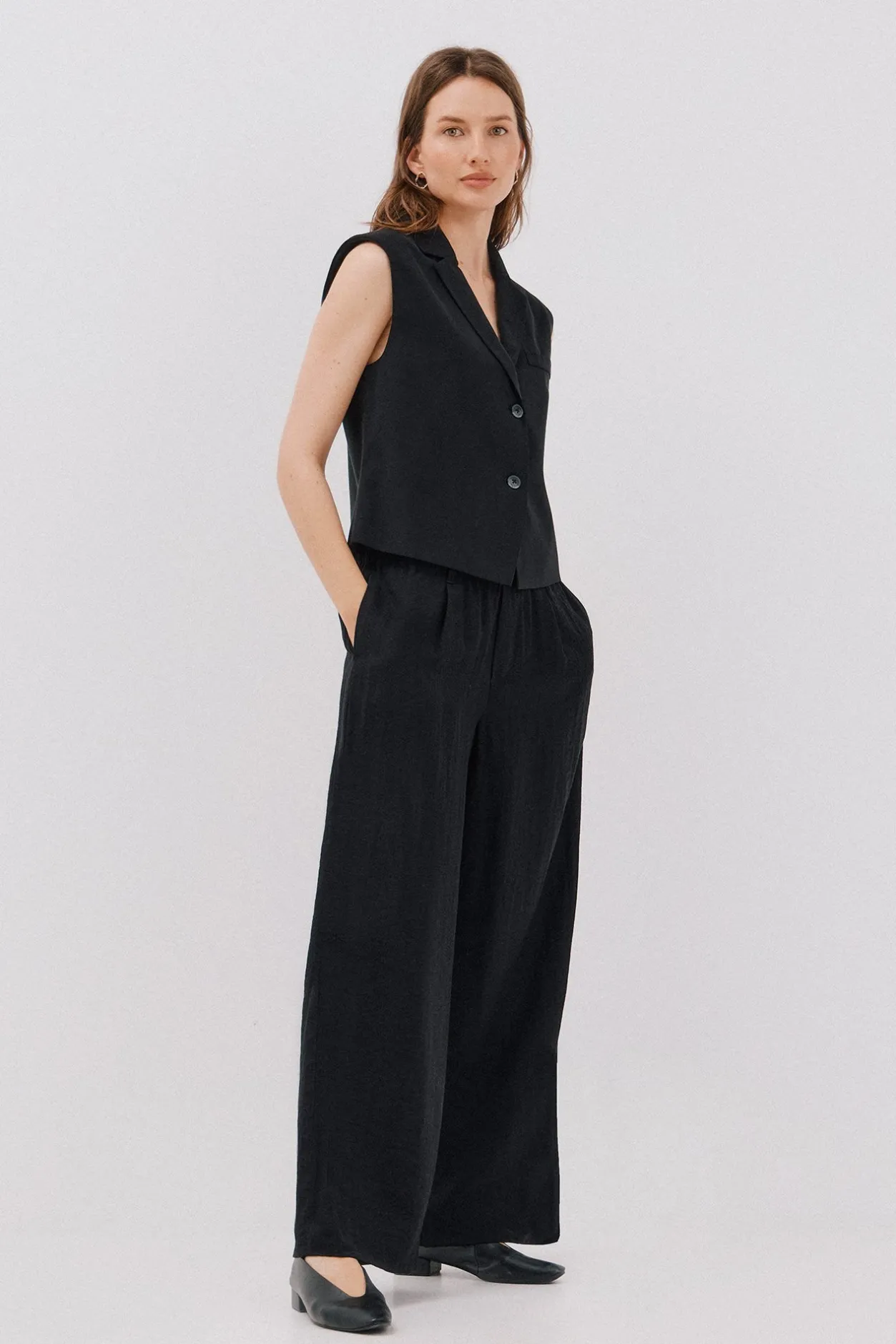 Cortefiel Chaleco de cuello solapa Negro Online