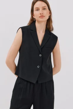 Cortefiel Chaleco de cuello solapa Negro Online