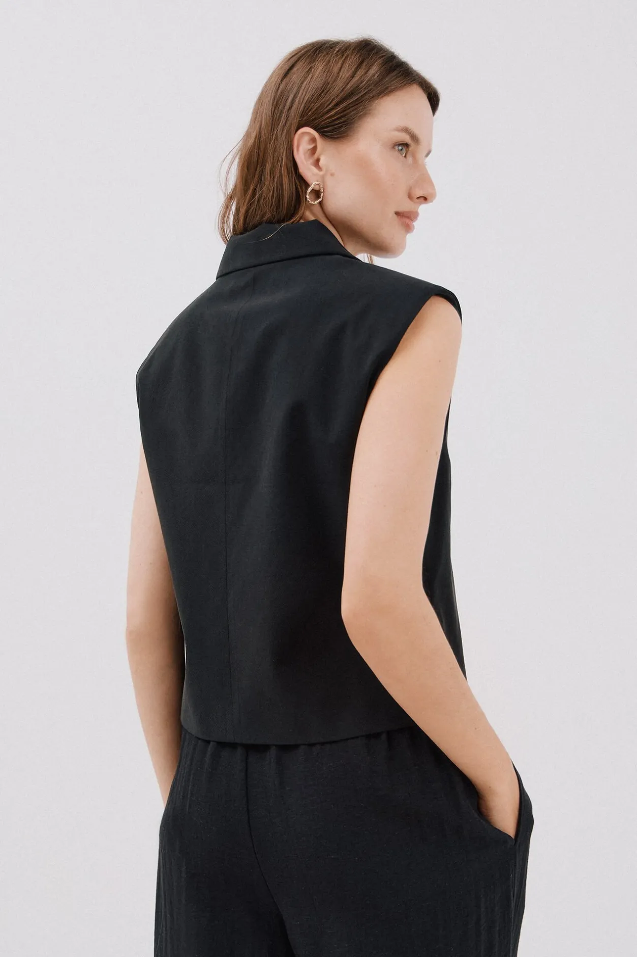 Cortefiel Chaleco de cuello solapa Negro Online