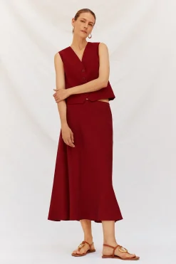 Cortefiel Chaleco de escote pico Granate New