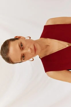 Cortefiel Chaleco de escote pico Granate New