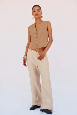 Cortefiel Chaleco de escote pico Beige Best