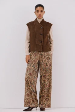 Cortefiel Chaleco de mujer oversize Marr&oacute;n oscuro New