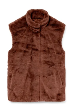 Vero Moda Chaleco de pelo cuello alto Marr&oacute;n oscuro