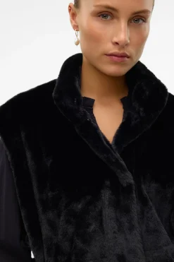 Vero Moda Chaleco de pelo cuello alto Negro Best