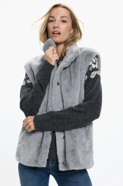 Vero Moda Chaleco de pelo cuello alto Gris Sale