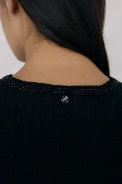 Pedro del Hierro Chaleco de punto bordado flecos Negro