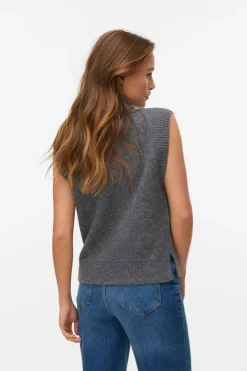Vero Moda Chaleco de punto cuello alto Gris Discount