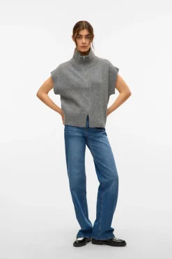 Vero Moda Chaleco de punto cuello alto Gris Online