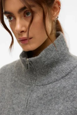 Vero Moda Chaleco de punto cuello alto Gris Online