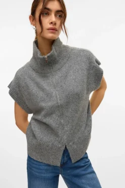 Vero Moda Chaleco de punto cuello alto Gris Online