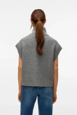 Vero Moda Chaleco de punto cuello alto Gris Online