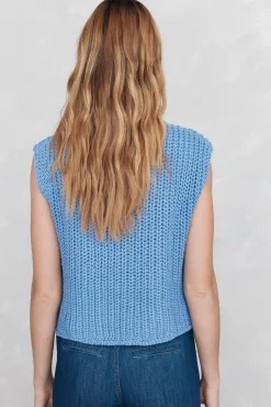 Pedro del Hierro Chaleco de punto hilatura de cinta Azul New