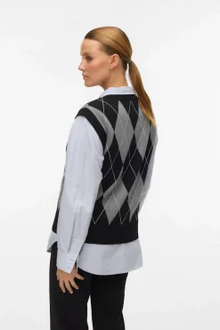 Vero Moda Chaleco de punto rombos Negro Discount