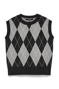 Vero Moda Chaleco de punto rombos Negro Discount
