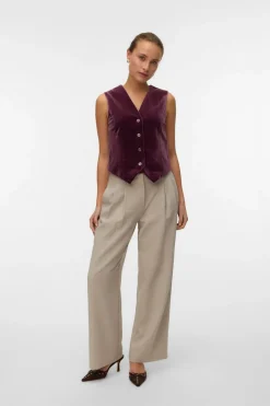 Vero Moda Chaleco de terciopelo Morado Discount