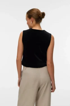 Vero Moda Chaleco de terciopelo Negro Sale