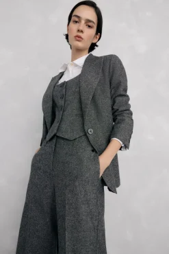 Pedro del Hierro Chaleco entallado cheviot Gris Best