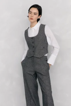 Pedro del Hierro Chaleco entallado cheviot Gris Best