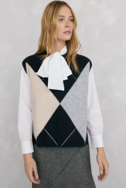 Pedro del Hierro Chaleco jacquard de rombos Gris Discount