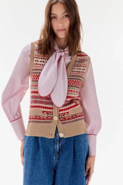 TFP by Tamara Falcó Chaleco jacquard geométrico Beige Best