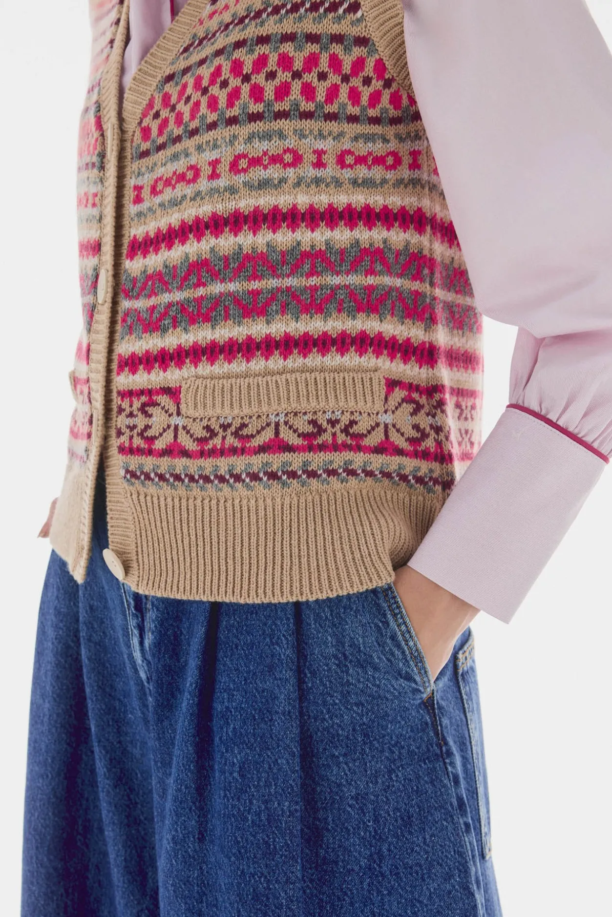 TFP by Tamara Falcó Chaleco jacquard geométrico Beige Best