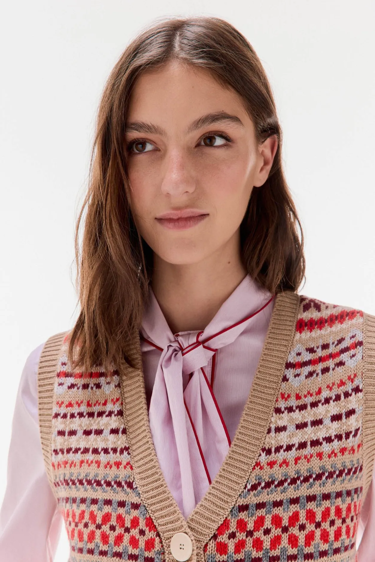 TFP by Tamara Falcó Chaleco jacquard geométrico Beige Best