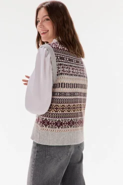 TFP by Tamara Falcó Chaleco jacquard geométrico Burdeos