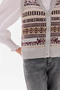 TFP by Tamara Falcó Chaleco jacquard geométrico Burdeos