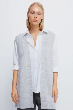 Springfield Chaleco largo abierto gris Clearance