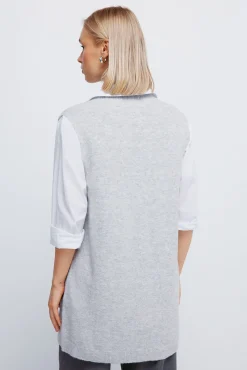 Springfield Chaleco largo abierto gris Clearance