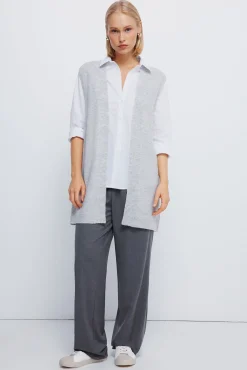 Springfield Chaleco largo abierto gris Clearance