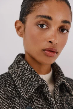 Cortefiel Chaleco largo botones Estampado gris Discount