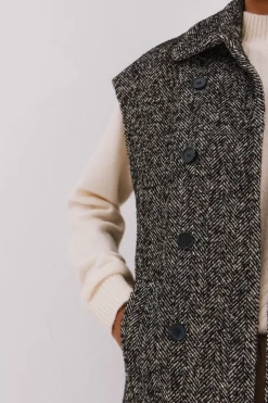 Cortefiel Chaleco largo botones Estampado gris Discount