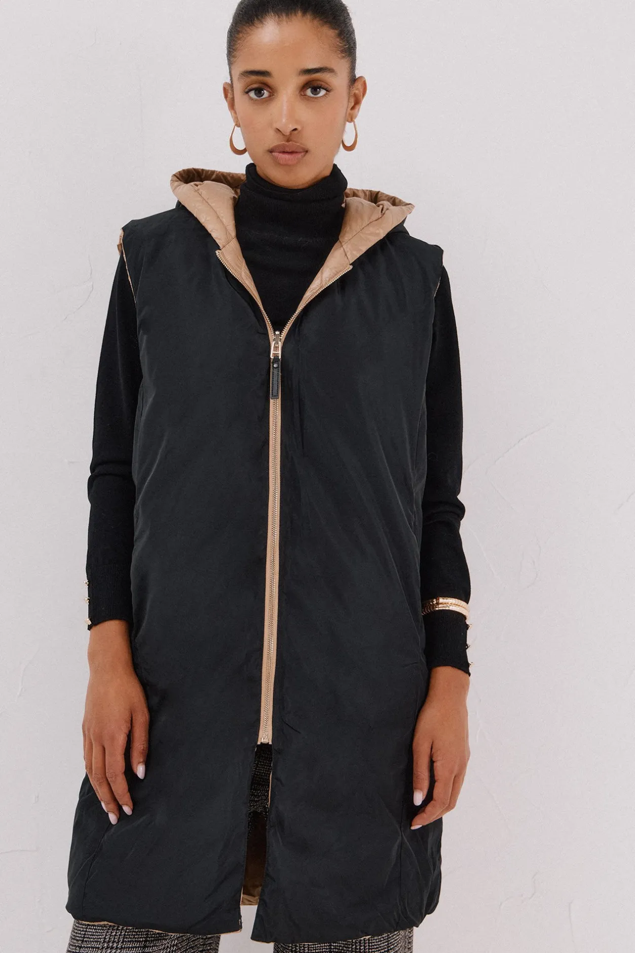 Cortefiel Chaleco largo reversible Beige Outlet