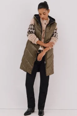 Cortefiel Chaleco largo reversible Kaki New