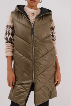Cortefiel Chaleco largo reversible Kaki New