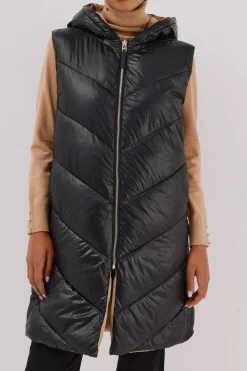 Cortefiel Chaleco largo reversible Negro Clearance