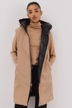 Cortefiel Chaleco largo reversible Negro Clearance