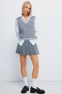 Springfield Chaleco punto bordado cereza gris