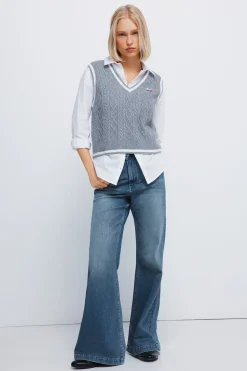 Springfield Chaleco punto bordado cereza gris