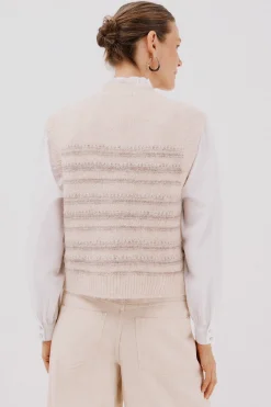 Cortefiel Chaleco punto pasadas Marfil Discount